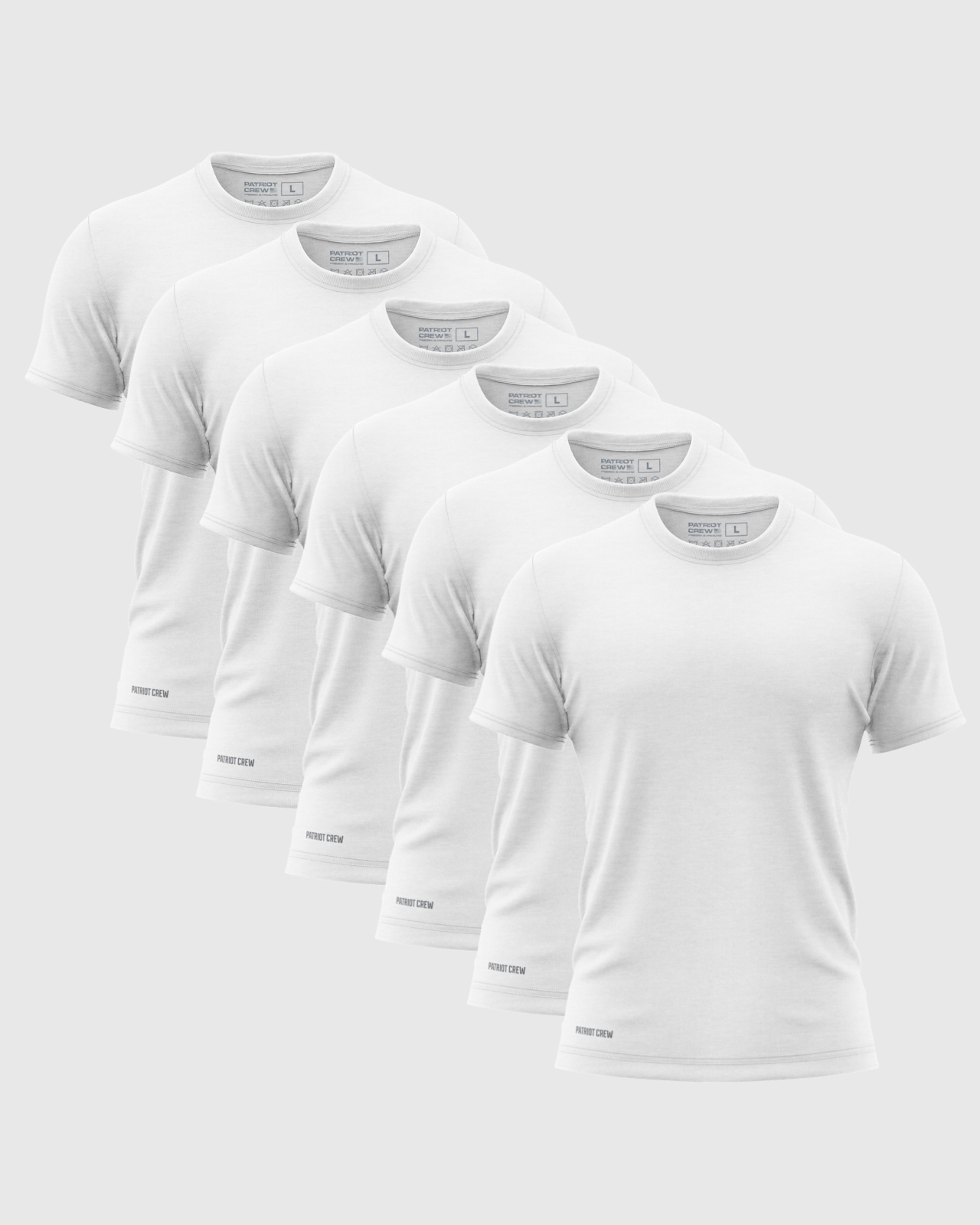 Patriot Crew White Core T Shirt 6 Pack L