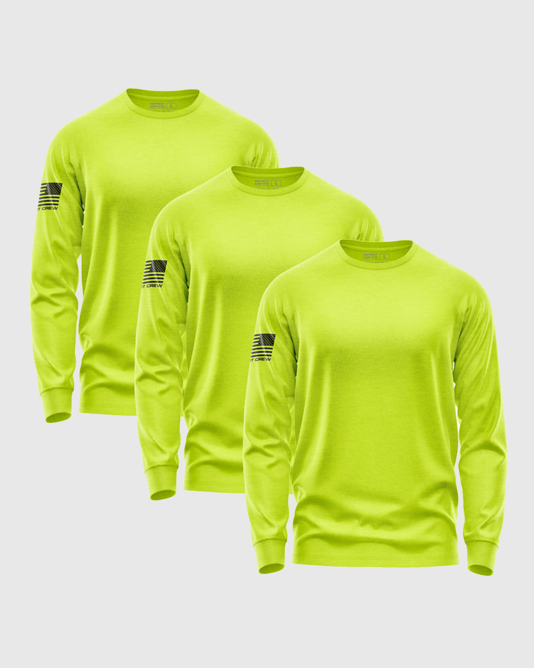 Safety Yellow Long-Sleeve Flag T-Shirt (3 Pack)