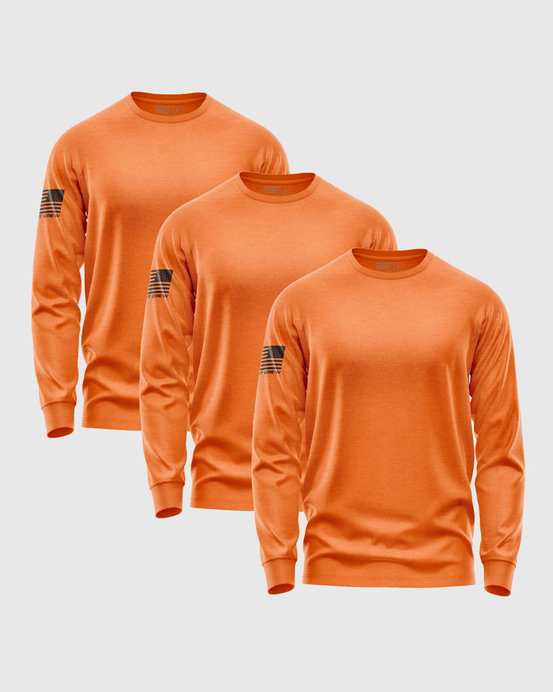 Safety Orange Long-Sleeve Flag T-Shirt (3 Pack)