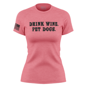 Women's Drink Wine Pet Dogs T-Shirt