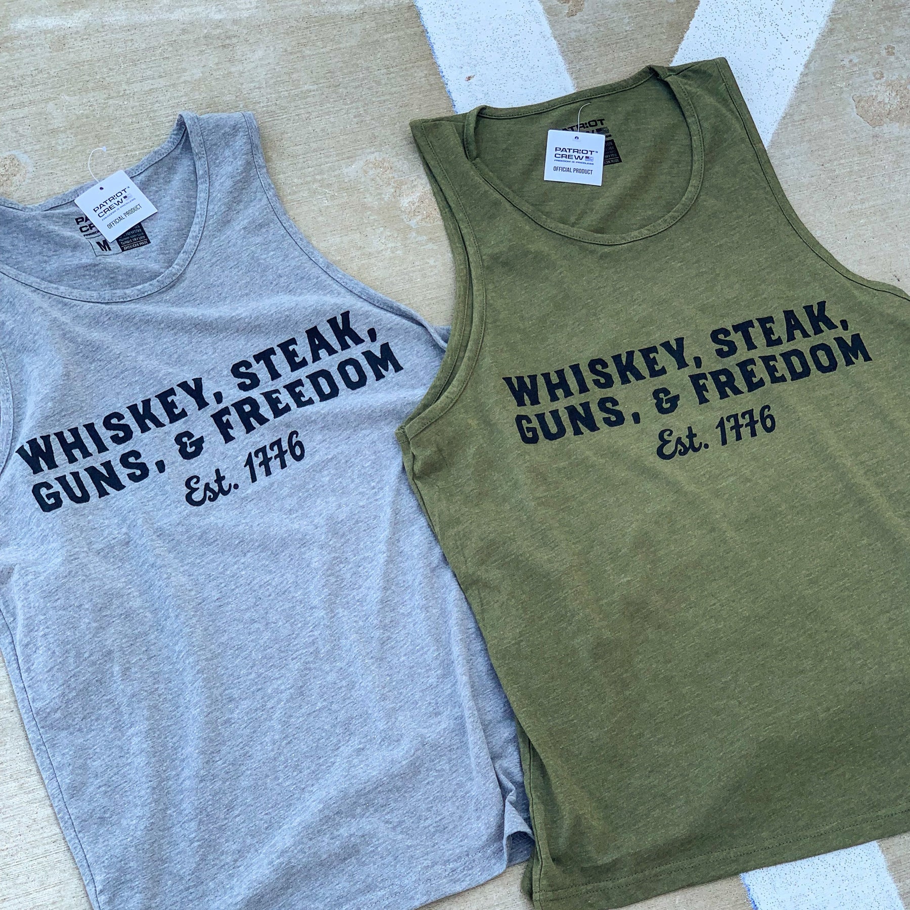 Whiskey, Steak, Guns, & Freedom Tank Top