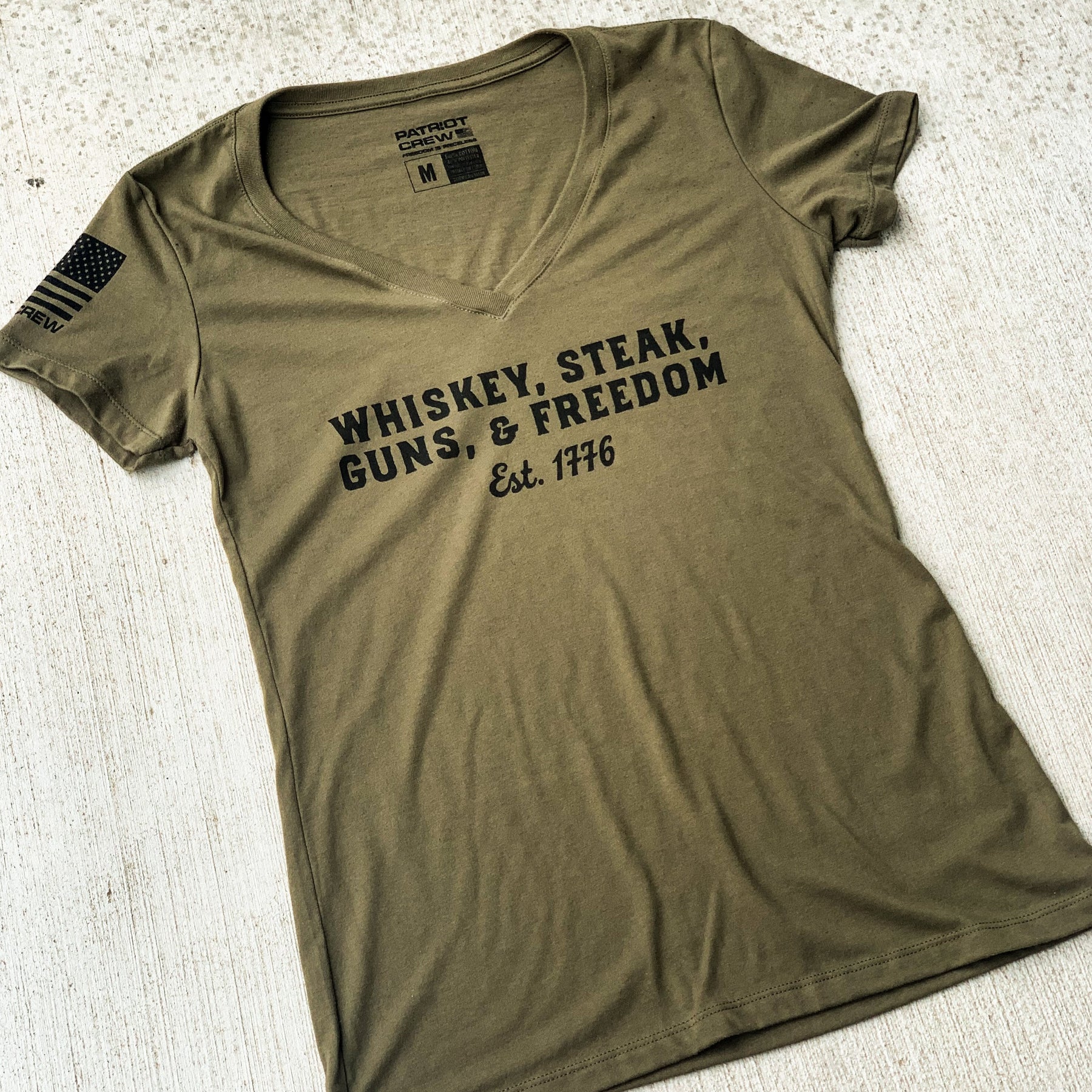 Whiskey, Steak, Guns, & Freedom - Women's V-Neck
