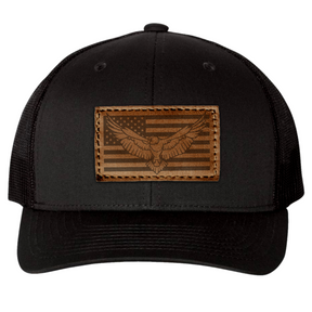 Freedom Eagle Leather Patch Trucker Hat